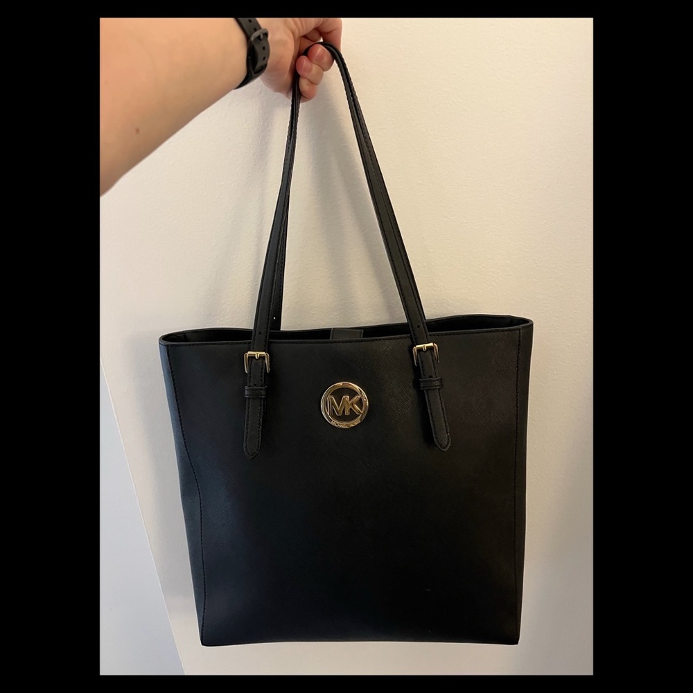 Michael Kors Jet Set Travel Tote Black Leather Bag